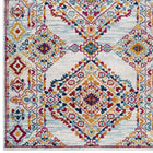 Modway Entourage Khalida Distressed Vintage Floral Lattice Area Rug - 5 ft W x 8 ft L - Ivory Blue Orange Yellow Red-Stain Resistant / Easy to Clean