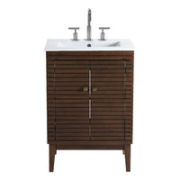 Modway Ledger 24" Bathroom Vanity - Walnut/White-Mid-Century Modern Bathroom Vanity