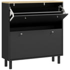 HOMCOM Narrow Shoe Storage Cabinet with Adjustable Shelves - Black-Two flip drawers hold up to 16 pairs of CA 10 shoes