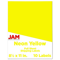 JAM Paper Full Page Labels, 8.5 x 11 Sticker Paper, Neon Yellow, 2 Pack (337628611g)-Size: 8.5" x 11"