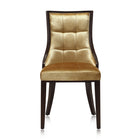 Manhattan Comfort Fifth Avenue 18.5" Traditional Velvet Upholstered Dining Chair - Antique Gold and Walnut - Set of 2-Features Fine Rectangular Plush Stitching