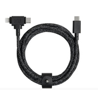 Native Union Belt USB-C to USB-C/Lightning 1.8m Cable - Cosmos Black-Supports high-speed Power Delivery charging up to 60W for Type-C laptops & fast-charges your iPhone up to 50% iPhone in under 30 mins