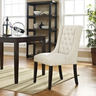 Modway Baronet Button Tufted Fabric Dining Chair - Beige-Solid Rubberwood Legs