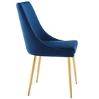 Modway Viscount Modern Accent Performance Velvet Dining Chair - Navy-Gold Stainless Steel Legs