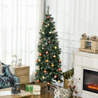 HOMCOM 6' Snow-Dipped Artificial Christmas Tree with Auto Open - Green-Ends painted white for a snowy effect 