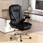 HOMCOM Office Chair with Flip-up Armrest - Black-Velvet-feel fabric cover offers a luxurious touch