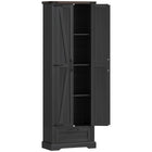 HOMCOM 71" H Pantry Cabinet with 2 Doors - Black-Spacious cabinet with adjustable shelves and a roomy drawer for storage 