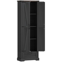 HOMCOM 71" H Pantry Cabinet with 2 Doors - Black-Spacious cabinet with adjustable shelves and a roomy drawer for storage 