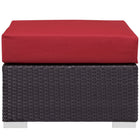 Modway Convene Outdoor Patio Fabric Square Ottoman - Espresso/Red-Water & UV Resistant