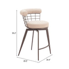 Zuo Saku Swivel Counter Stool - Beige/Brown-7
