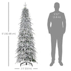 HOMCOM 6' Snow-Flocked Pencil Christmas Tree with Auto Open and Steel Base - Green-Downswept branches mimic natural forest pines 