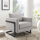 Modway Posse Upholstered Fabric Accent Chair - Black Camel-Polyester Fabric Upholstery