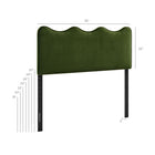 Modway Athena Stain-Resistant Performance Velvet Full Size Headboard - Moss Green-Scalloped Wave Design