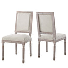 Modway Court Upholstered Fabric Dining Side Chair - Beige - 2 Pack-Vintage French Dining Side Chair