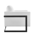 Modway Posse Upholstered Fabric Accent Chair - Black White-Dense Foam Padding + Spring Support