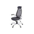 Monarch Specialties 7269 High-Back Executive Office Chair - White/Grey Mesh/Chrome-High-back executive office chair in a commercial grade, durable, stain-resistant, and breathable grey polyester mesh fabric.
