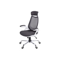 Monarch Specialties 7269 High-Back Executive Office Chair - White/Grey Mesh/Chrome-High-back executive office chair in a commercial grade, durable, stain-resistant, and breathable grey polyester mesh fabric.