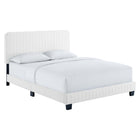 Modway Celine Channel Tufted Performance Velvet King Platform Bed - White-Channel Tufted Headboard