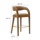 Modway Pinnacle Performance Velvet Bar Stool - Brown Gold - Set of 2-Stain-Resistant Performance Velvet Upholstery