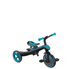 Globber Trike Explorer - Teal-Adjustable parent handle with 2 height options (92cm, 96cm from the ground) and soft TPR grip for comfortable handling. The built-in steering and front freewheel system allow parents to guide and assist toddlers as they learn to steer