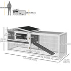 PawHut Outdoor Wooden Rabbit Hutch - Grey-Solid fir wood frame with water-resistant paint and tilt roof for use outdoors 