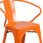 Flash Furniture Orange Metal Indoor-Outdoor Chair with Arms-Integrated Arms