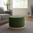 Modway Tilden Large 23" Round Performance Velvet Upholstered Ottoman - Moss Green/Natural-Dense Foam Padding