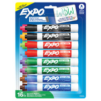 Expo Low Odour Dry Erase Markers - Chisel Tip - Assorted Colours - 16 Pack-Specially formulated alcohol-based ink has virtually no odour and dries quickly