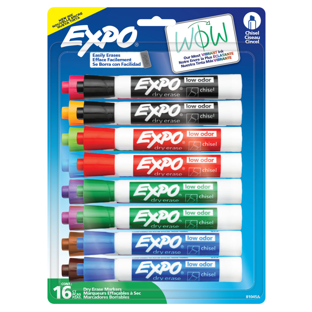 Expo Low Odour Dry Erase Markers - Chisel Tip - Assorted Colours