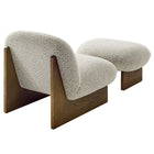 Modway Loyal Boucle Fabric Accent Chair and Ottoman Set - River Rock Walnut-7