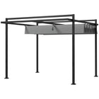 Outsunny Pergola with Retractable Canopy, Garden Gazebo Shelter - 10' x 10'-Steel frame is strong and rust-resistant 