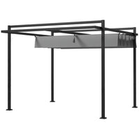 Outsunny Pergola with Retractable Canopy, Garden Gazebo Shelter - 10' x 10'-Steel frame is strong and rust-resistant 