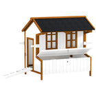PawHut 47" Chicken Coop Wooden Chicken House Rabbit Hutch with Nesting Box-Nesting box offers an easy way to collect eggs, 2 perches inside for resting