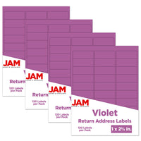 JAM Paper Mailing Address Labels - 1 x 2 5/8 - Violet Purple - 4 sets of 120-3.2 ounce