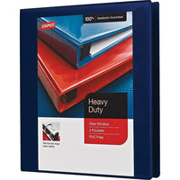 Staples Heavy-Duty View Binder with D-Rings - 1" - Blue-One-Touch Rings open and close with ease