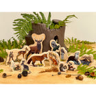 Yellow Door Woodland Animal Families Wooden Characters 12-Piece Set-The set is made from FSC pine and is divided into six families: deer, fox, otter, owl, rabbit, and squirrel.