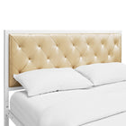 Modway Mia Vinyl Queen Bed - White Champagne-Weight Capacity: 1200 lb