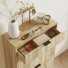 HOMCOM Shoe Cabinet with 2 Flip Drawers & Adjustable Shelves for 8 Pairs - Oak-Slim design fits well in small spaces