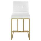 Modway Privy Gold Stainless Steel Upholstered Fabric Counter Stool - Gold/White-Counter Stool Weight Capacity: 331 lbs.