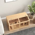 PawHut 33.5"L Wooden Hamster Cage with Suspension Bridge and Ladders-Openable top for easy access and interaction