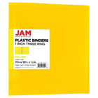 JAM Paper Plastic 1" 3-Ring Binder - Yellow-Size: 1" Width | Holds up to 175 sheets of paper.