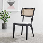 Modway Caledonia Fabric Upholstered Wood Dining Chair - Black/White - 2 Pack-Fabric Upholstered Seat