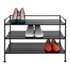 Seville Classics 3-Tier Resin-Wood Shoe Rack-Finish: Mocha - epoxy coated frame