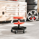 HOMCOM Rolling Mechanic Stool - Coral Orange-Equipped with five 360° casters, offers smooth mobility
