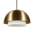 Hudson&Canal Octavia 15.75" Wide Pendant with Metal/Glass Shade - Brass/Brass and White-Rated for one 60W incandescent bulb - 9W LED bulb, 13W fluorescent (CFL) bulb, or 9W self-ballasted LED bulb, E26-base bulb, Bulb not included