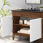 Modway Render 36" Bathroom Vanity - White/Walnut/Black-MDF and Particleboard