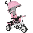 Qaba 6-in-1 Toddler Tricycle Stroller with Basket and Canopy - Pink-6-in-1 design grows with your child for years of fun 