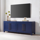 Hudson&Canal Chabot TV Stand for TV's up to 75" - Dark Blue-Features easy assembly