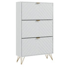 HOMCOM Shoe Storage Cabinet with 3 Flip Drawers for 18 Pairs - White-Store up to 18 pairs of shoes (Max Shoe Size: CA 10) in 3 tilt-out drawers