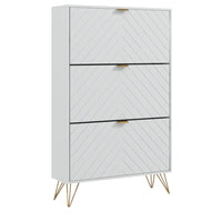 HOMCOM Shoe Storage Cabinet with 3 Flip Drawers for 18 Pairs - White-Store up to 18 pairs of shoes (Max Shoe Size: CA 10) in 3 tilt-out drawers